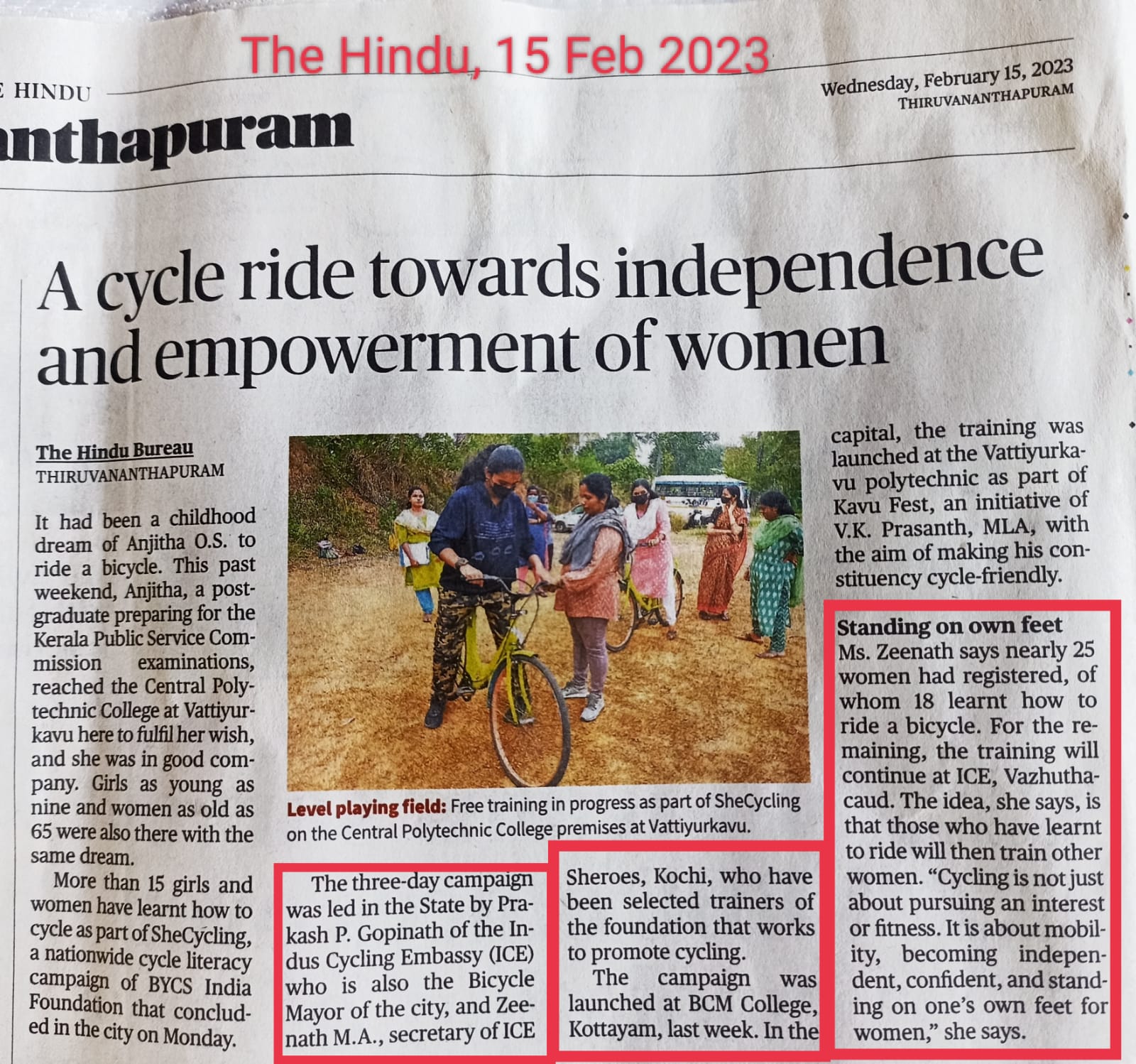 A   CYCLE   RIDE   TOWARDS   INDEPENDENCE  AND   EMPOWERMENT  OF  WOMEN