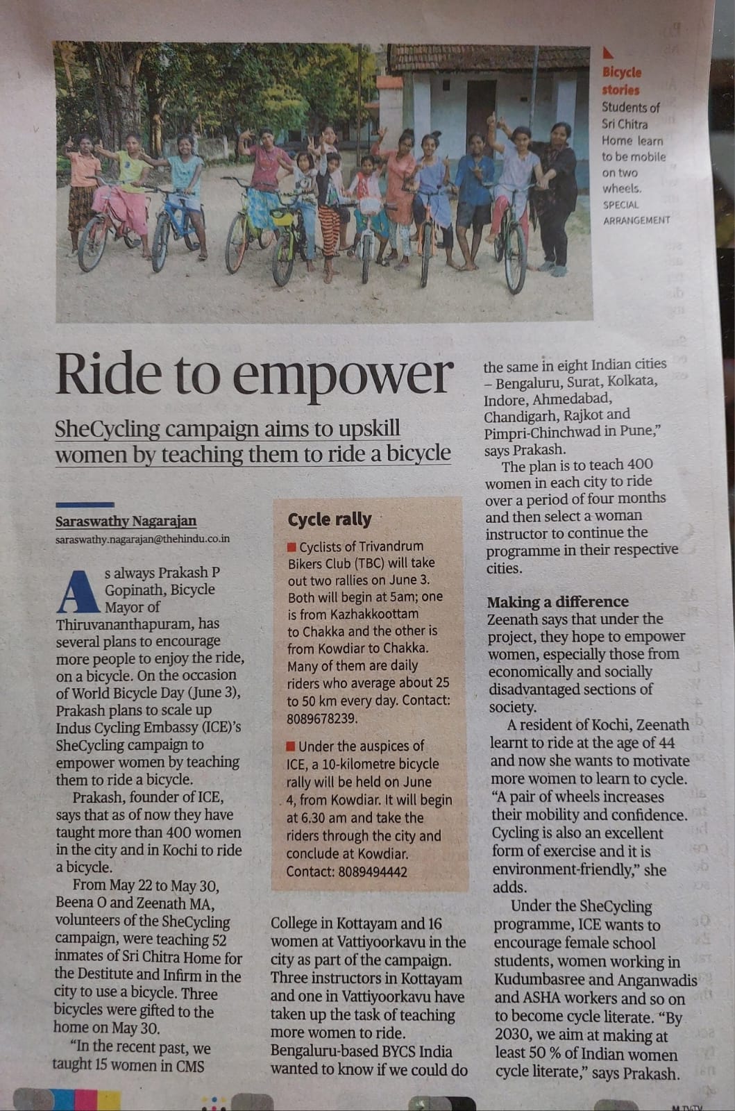 RIDE TO EMPOWER - SHECYCLING CAMPAIGN AIMS TO UPSKILL WOMEN BY TEACHING THEM TO RIDE A BICYCLE