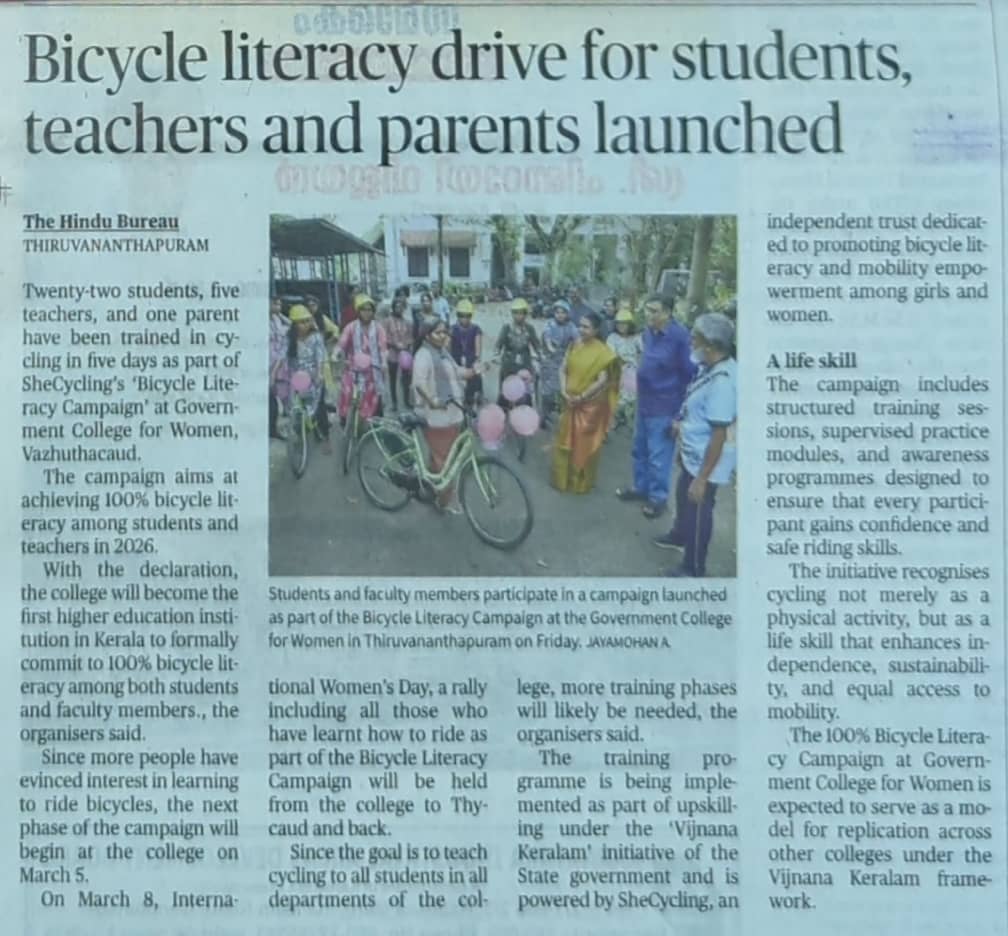 BICYCLE LITERACY DRIVE FOR STUDENTS, TEACHERS AND PARENTS LAUNCHED